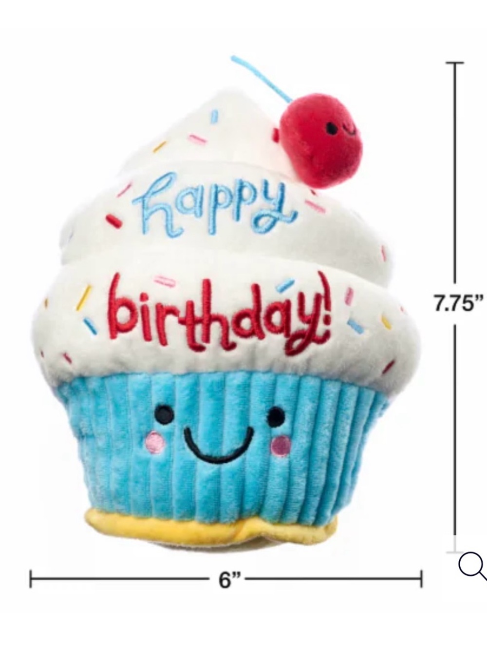 American Greetings 'Happy Birthday' Cupcake Plush with Cherry- NWOT - Picture 11 of 11